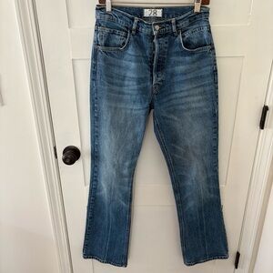 Free People Button Fly Boot Cut Jeans. Size 28.